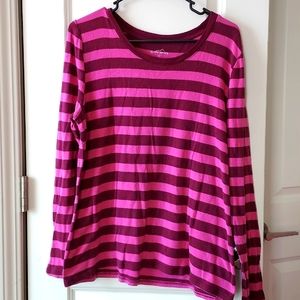Eddie Bauer long sleeve top maroon/ pink xl